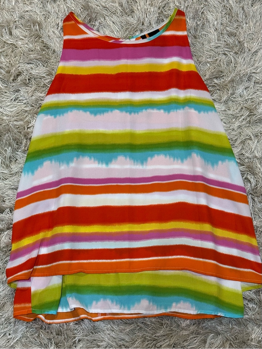 Rainbow Striped Sleeveless Tank Top | Flowy Summer Blouse | Medium - Picture 4 of 13